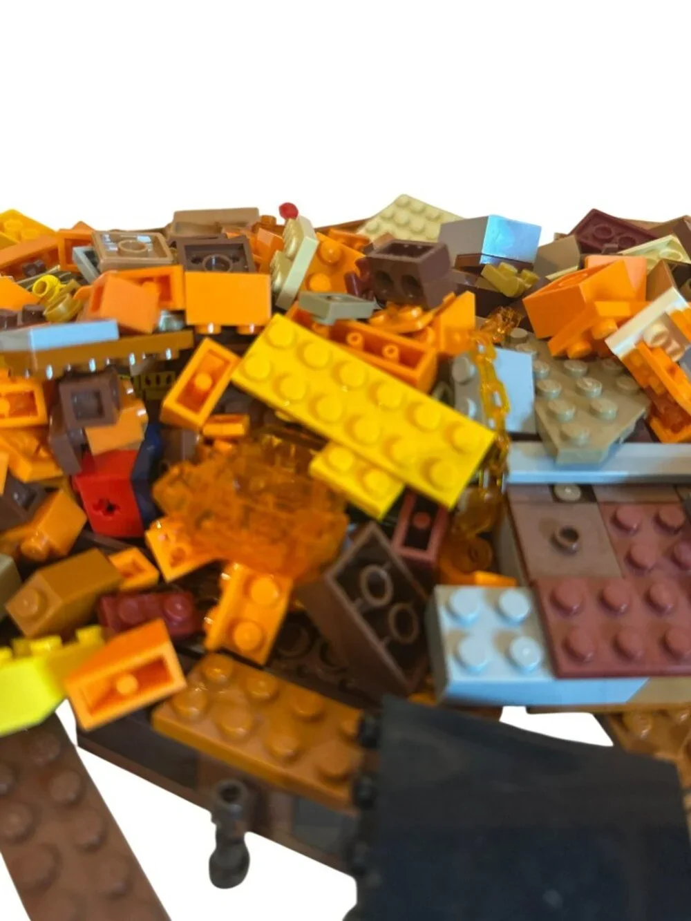 Mixed Lego Pieces In Brown Orange Yellow & Light Gray Tones Bulk Lot Building